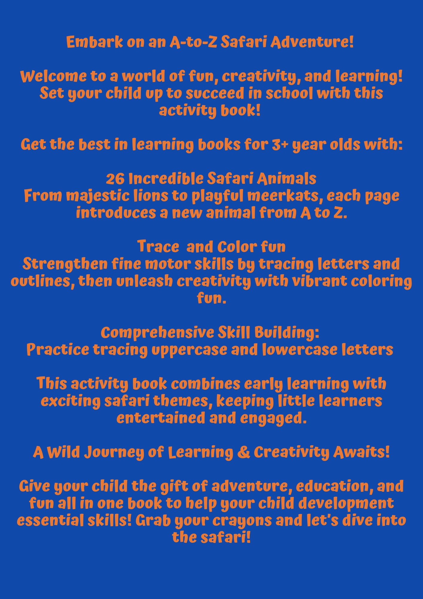 Learn the alphabet with Mari's Gold: A to Z Trace and Color Safari Animals